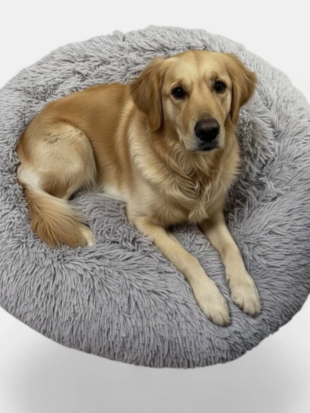28" Donut Plush Pet Dog Cat Bed Fluffy Warm Calming Bed Sleeping Kennel Nest